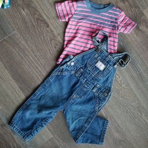 Carter's Blue jeans overalland t-shirt set